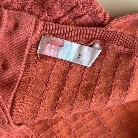 Free People Short and Sweet Mini Sweater Dress Orange SMALL - Picture 7 of 9